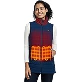 ORORO Women's Long Heated Vest with USB-C Rechargeable Battery, Heated Puffer Vest