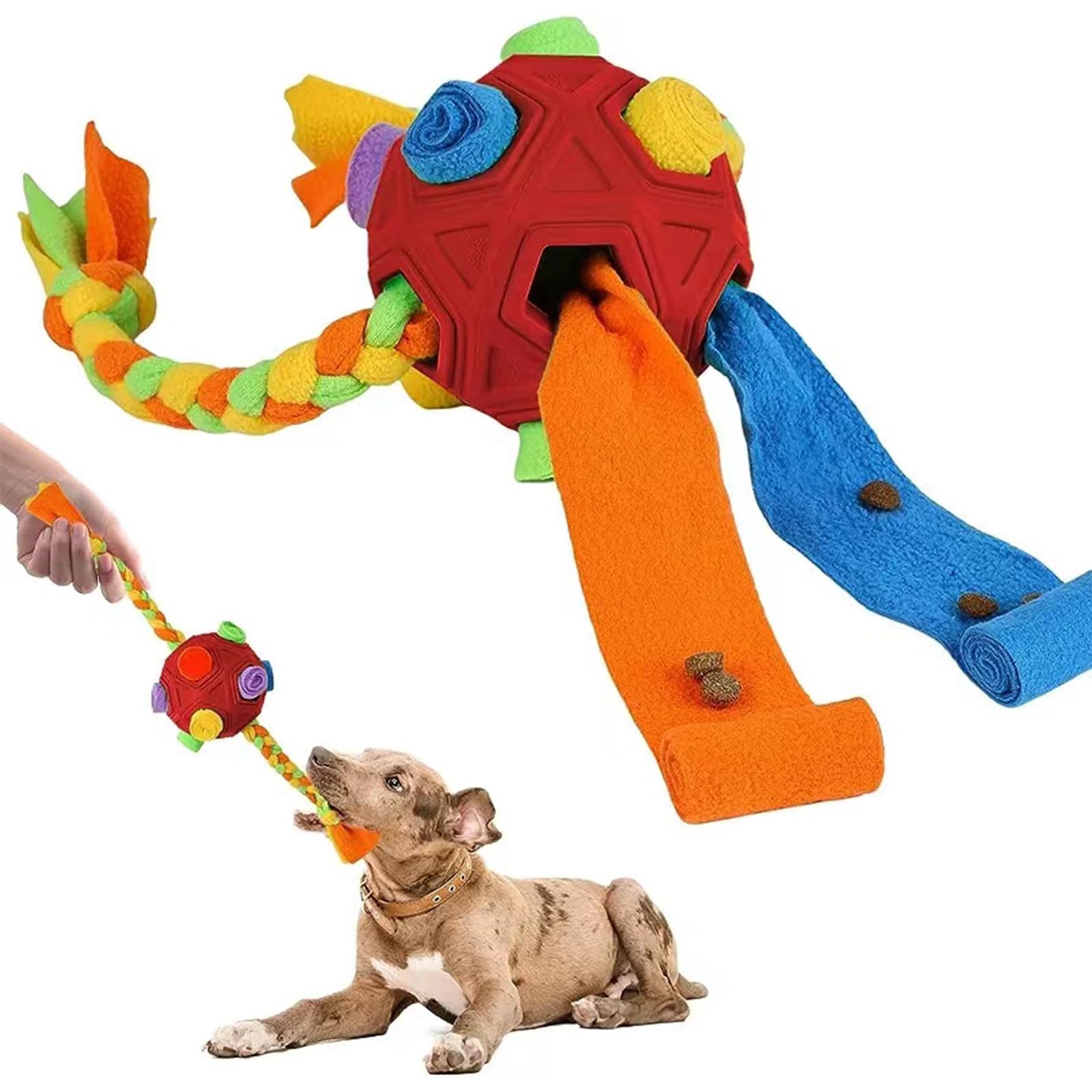 TVMALL Interactive Dog Snuffle Ball Enrichment Dog Puzzle Toys, Pet Treat Dispenser Toy, Dog Foraging Toy, Slow Feeder Training, Dog Brain Stimulating Toy for Boredom Small Medium Large Dog (Red)