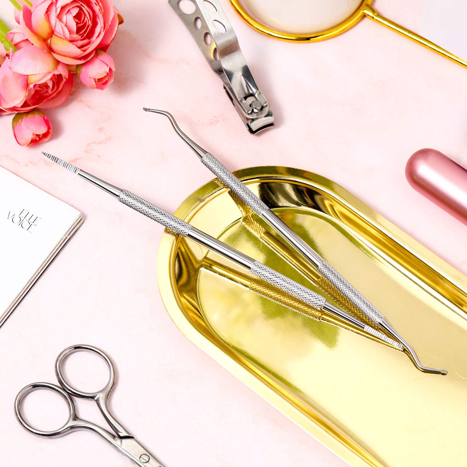 6 Pieces Ingrown Toenail File and Lifter Set Ingrown Toenail Tools Stainless Steel Double Sided Nail File Lifter Under Nail Cleaner Tools: Beauty