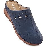 Goldnut Closed Toe Clogs for Women Slip-On Mules: Comfortable Women's Mule & Clog with Carved Floral Design