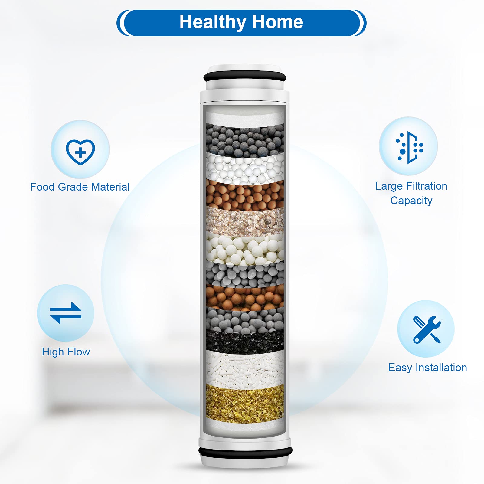 FEELSO Shower Filter for Handheld Shower Head, 2 Pack 15 Stage Replacement Filters for Hard Water Remove Chlorine and Harmful Substances