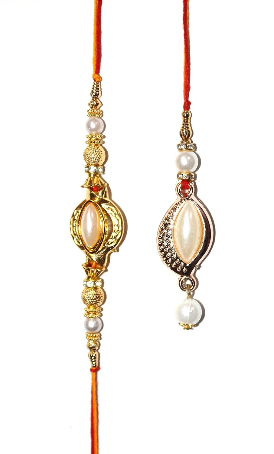 whit pearl lumba rakhi for bheiya bhabhi rakhi