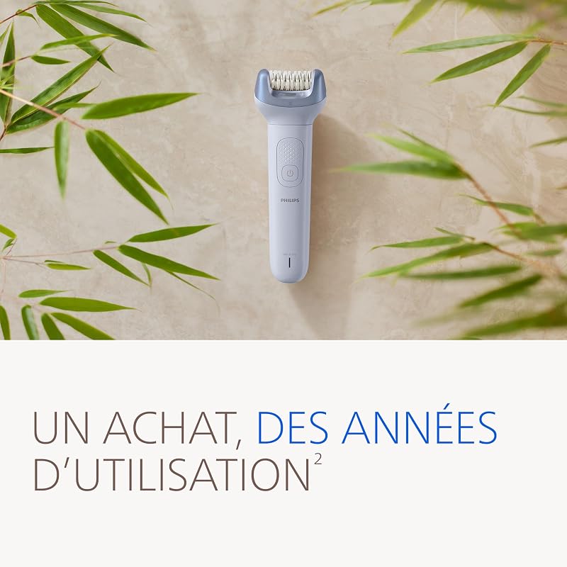 Épilateur série 8000 – épilateur électrique sans fil, utilisation sur peau sèche ou humide, épilation des jambes et du corps, avec ProGuide, 5 accessoires, autonomie 60 min, modèle BRE709/00