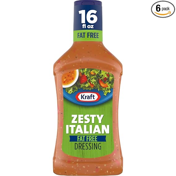 Kraft dressing - fat free zesty italian Water vinegar, high fructose corn syrup, salt, contains less than 2% of dried garlic (021000641048)