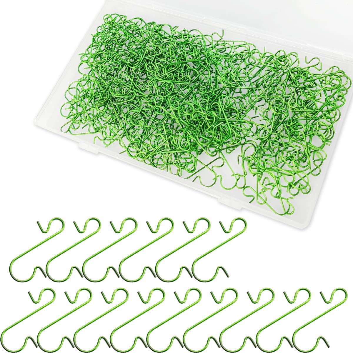 Ornament Hooks - TIHOOD 300PCS Ornaments Hooks, Christmas Ornament Hooks, Hooks for Christmas Ornaments, Ornaments Hooks for Christmas Trees, Christmas Tree Decoration Hangers (Green)
