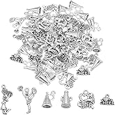 UNICRAFTALE about 72Pcs Cheerleading Series Pendants 6 Styles Cheerleading Charms Metal School Sports Charm with Loop Antique Silver Gymnastics Charms for DIY Earring Necklace Bracelet Jewelry Making
