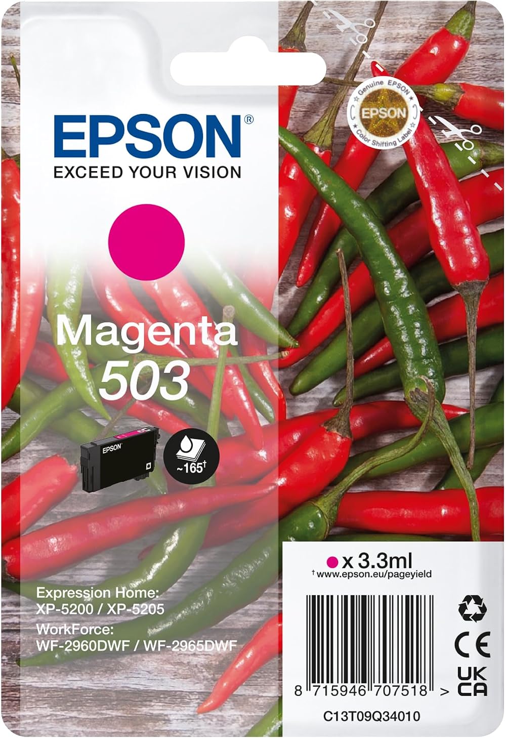 Epson 503 Magenta Ink Cartridge C13T09Q34010 165 Pages 3.3ml