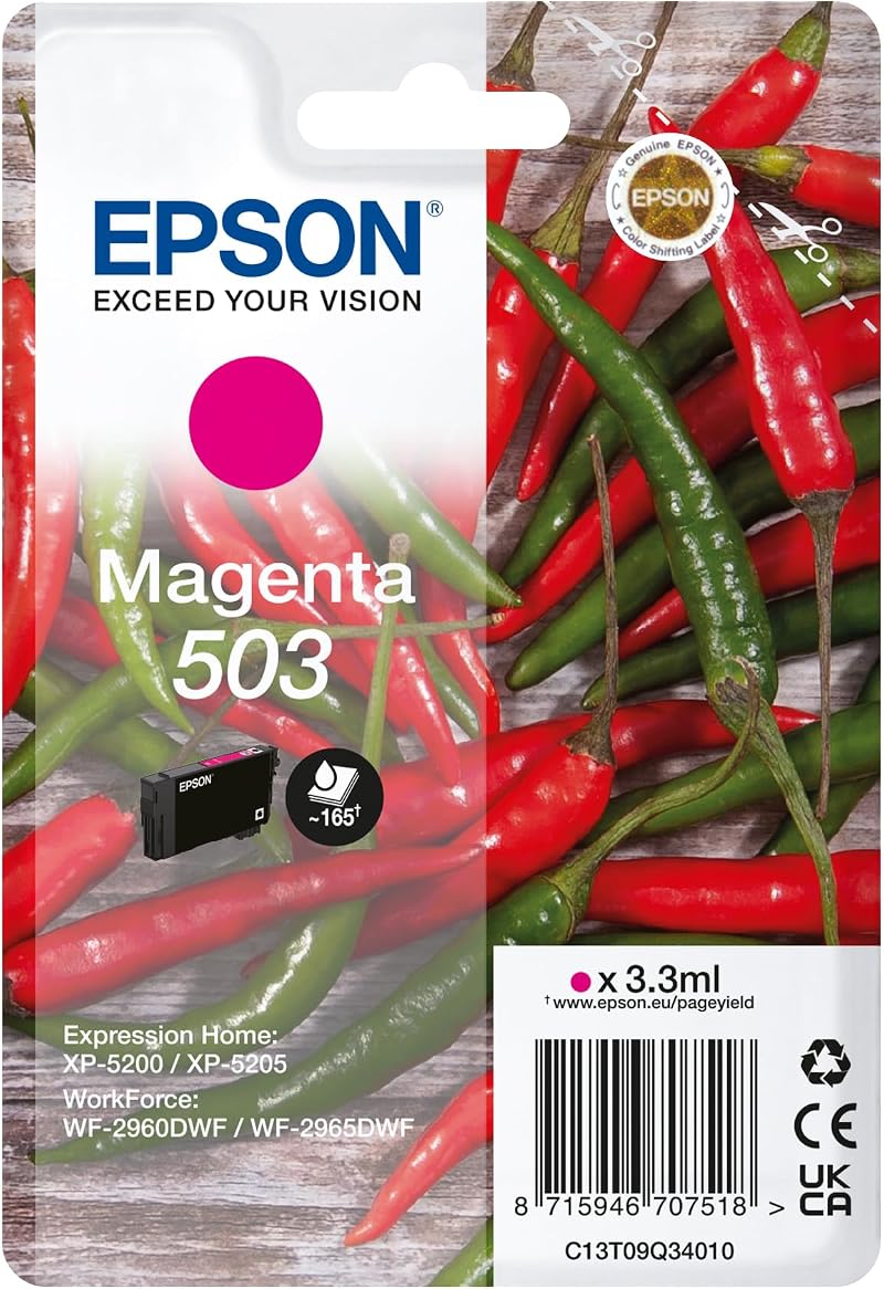 Epson 503 Magenta Ink Cartridge C13T09Q34010 165 Pages 3.3ml