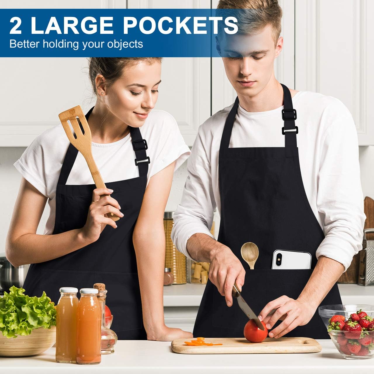 Syntus Apron Chef Hat Set, Adjustable bib Apron Baker Chef Hat Women Men, Black: Home & Kitchen