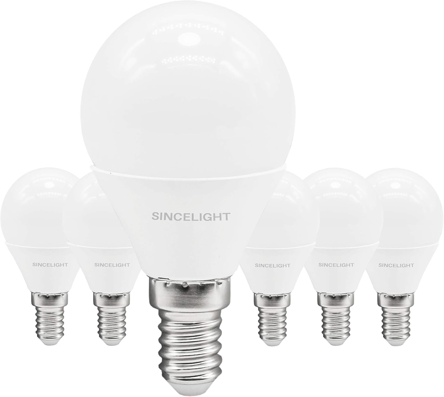 SINCELIGHT E14 2W LED Golf Ball Light Bulb P45 diameter 45mm, Milky Diffuser, Warm White 2700K, 150 Lumens