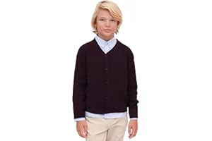 Lilax Little Boys Basic Long Sleeve V-Neck Classic Knit Cardigan Sweater