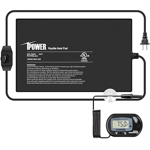 iPower by 12-Inch Reptile Heat Mat with Temperature Adjustable