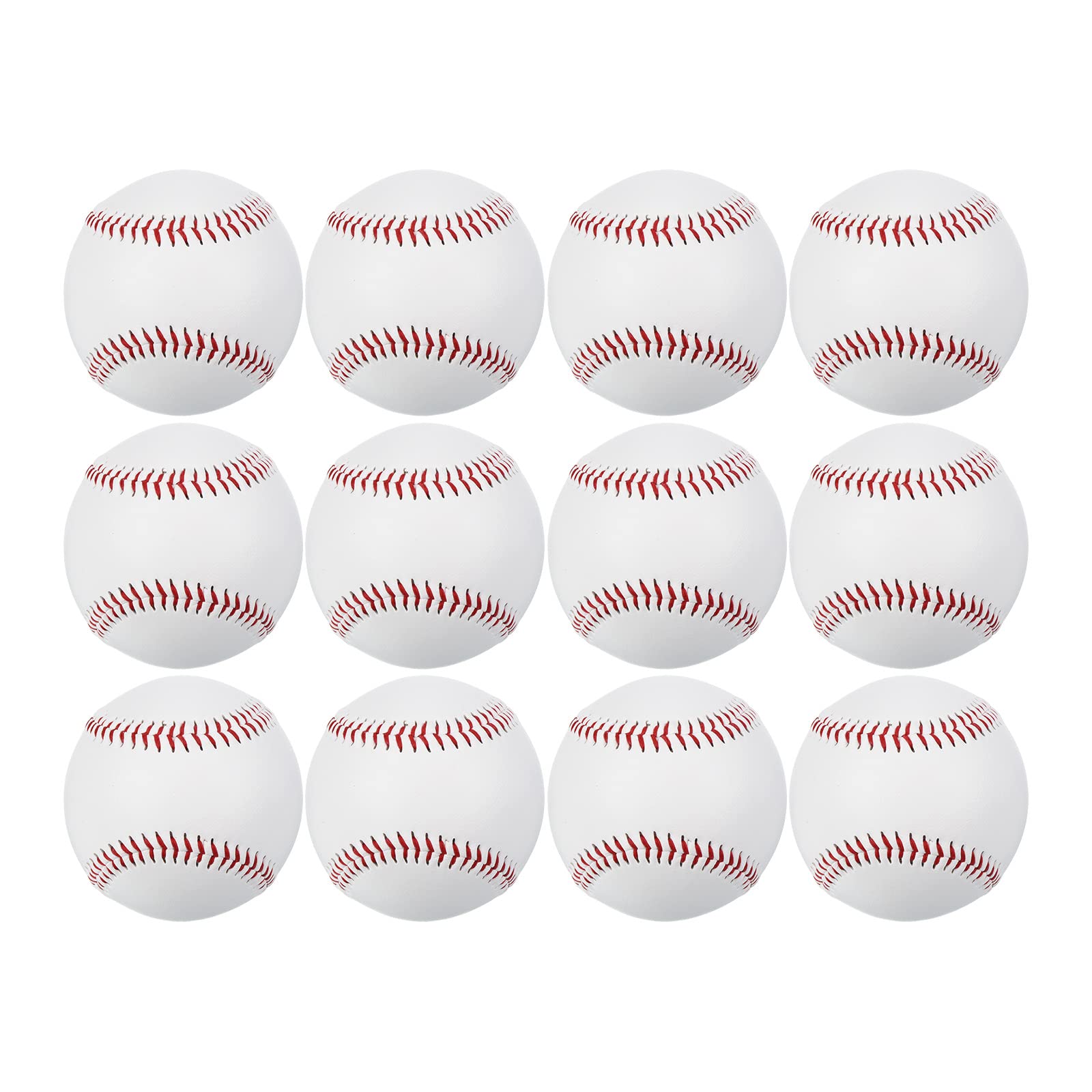 PATIKIL 9 Inch Baseball 12 Pack Hard Baseballs Bulk Standard Size Adult Leather Practice Training Baseball Unmarked Baseballs for Pitching