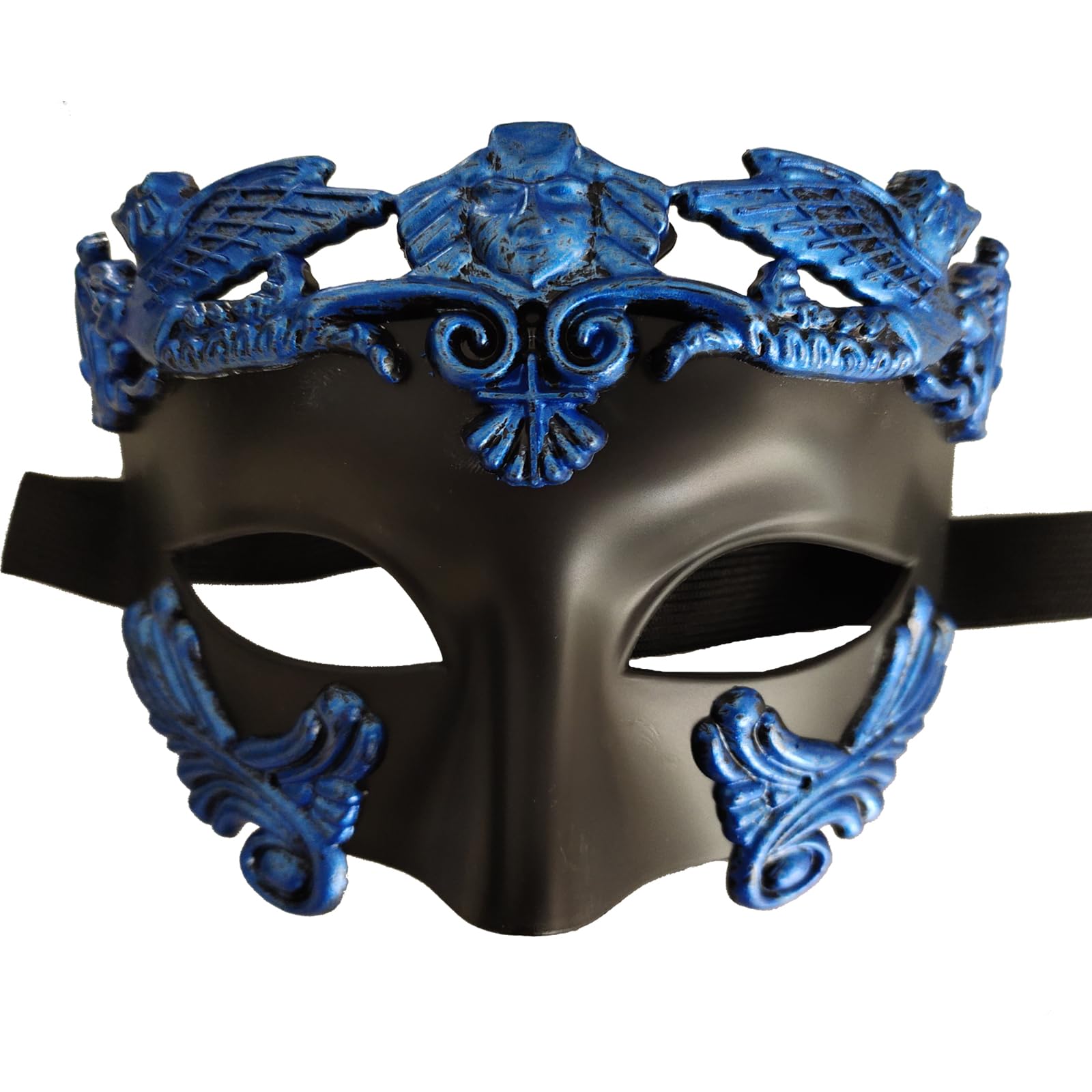 HeHeGe Masquerade Mask for Men - Roman Greek Venetian Half Face Mask for Mascarade Ball, Mardi Gras & Halloween Party (Black Blue)