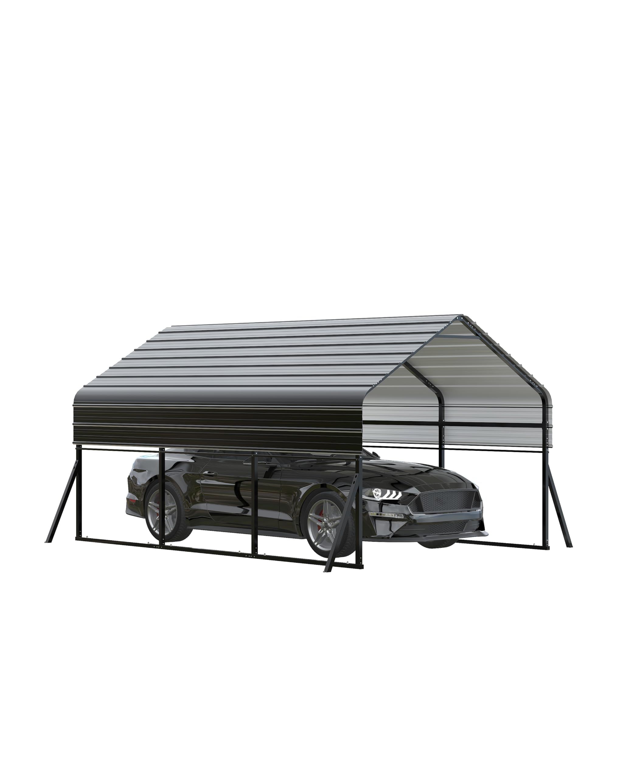 Photo 1 of 10'x15' Metal Carport, Heavy Duty Car Ports Kit for Trucks, Boats, RV, Tractor, Reinforced Frame with Anchors, Easy Assembly