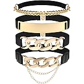 Zhanmai 4 Packs Women Belts for Dresses Ladies Stretch Waist Belt with Gold Metal Buckle Fashion Wide Chain Elastic Belt