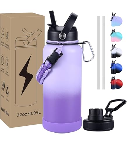 Bouteille Isotherme De Voyage Avec Paille Et Couvercle À Double Usage