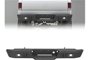 KUAFU Rear Bumper Compatible with 1999-2007 Chevy Chevrolet Silverado & GMC Sierra 1500 With LED Lights Steel Powder Coated B