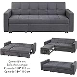 Sofa Cama Clic CLAC con ARCÓN DE ALMACENAJE Gris: Amazon.es: Hogar