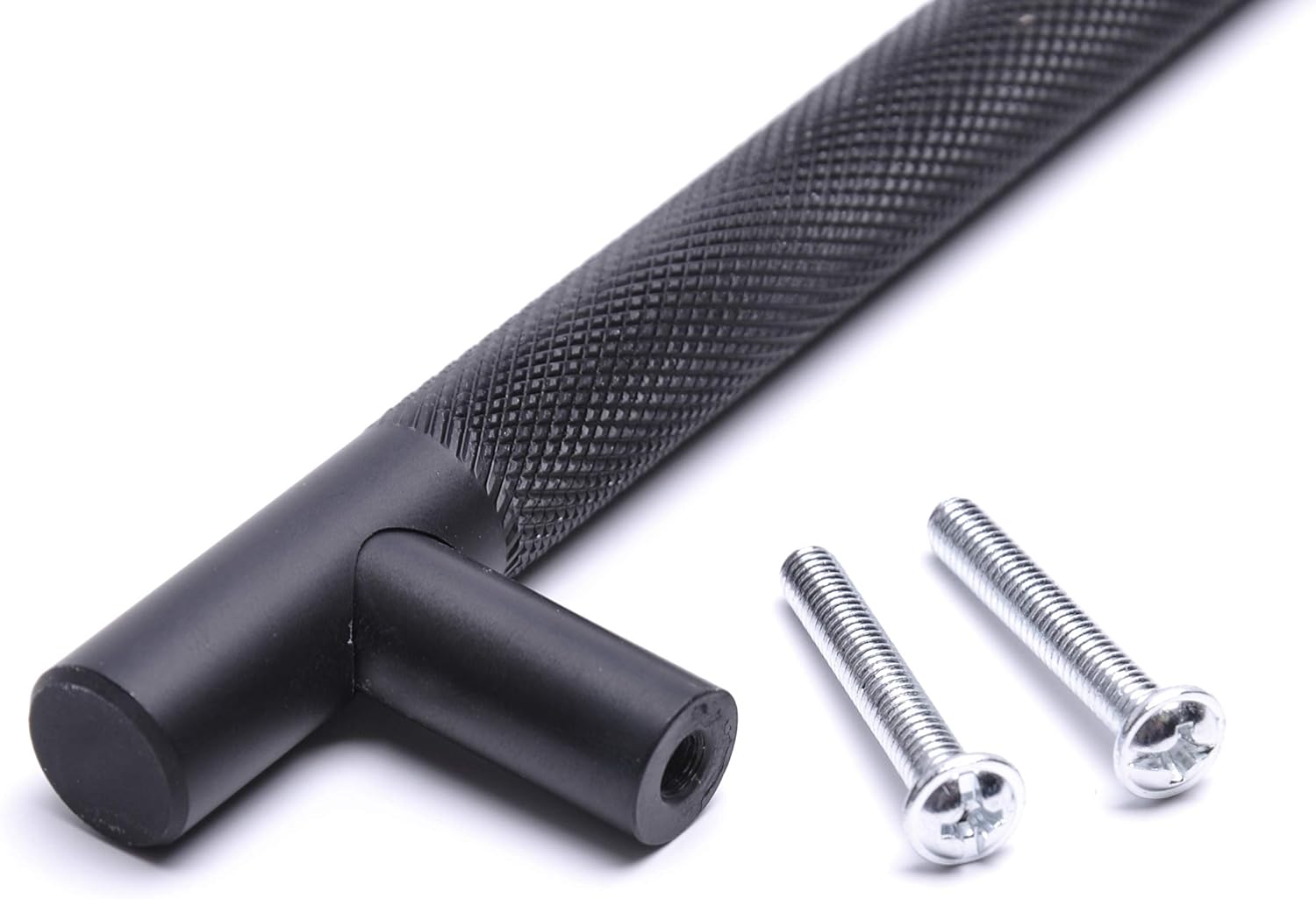 BSM Marketing Black Knurled T Bar Modern Kitchen Cupboard Cabinet Drawer Bar Door Handle Knob Matt Finish (10, 256mm) - Image 4