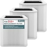 3-Pack Replacement Filter Compatible with Blue Pure 211+ Air Purifier | H13 True HEPA Replacement Filters Foldable Particle and Odor-Reducing Filter