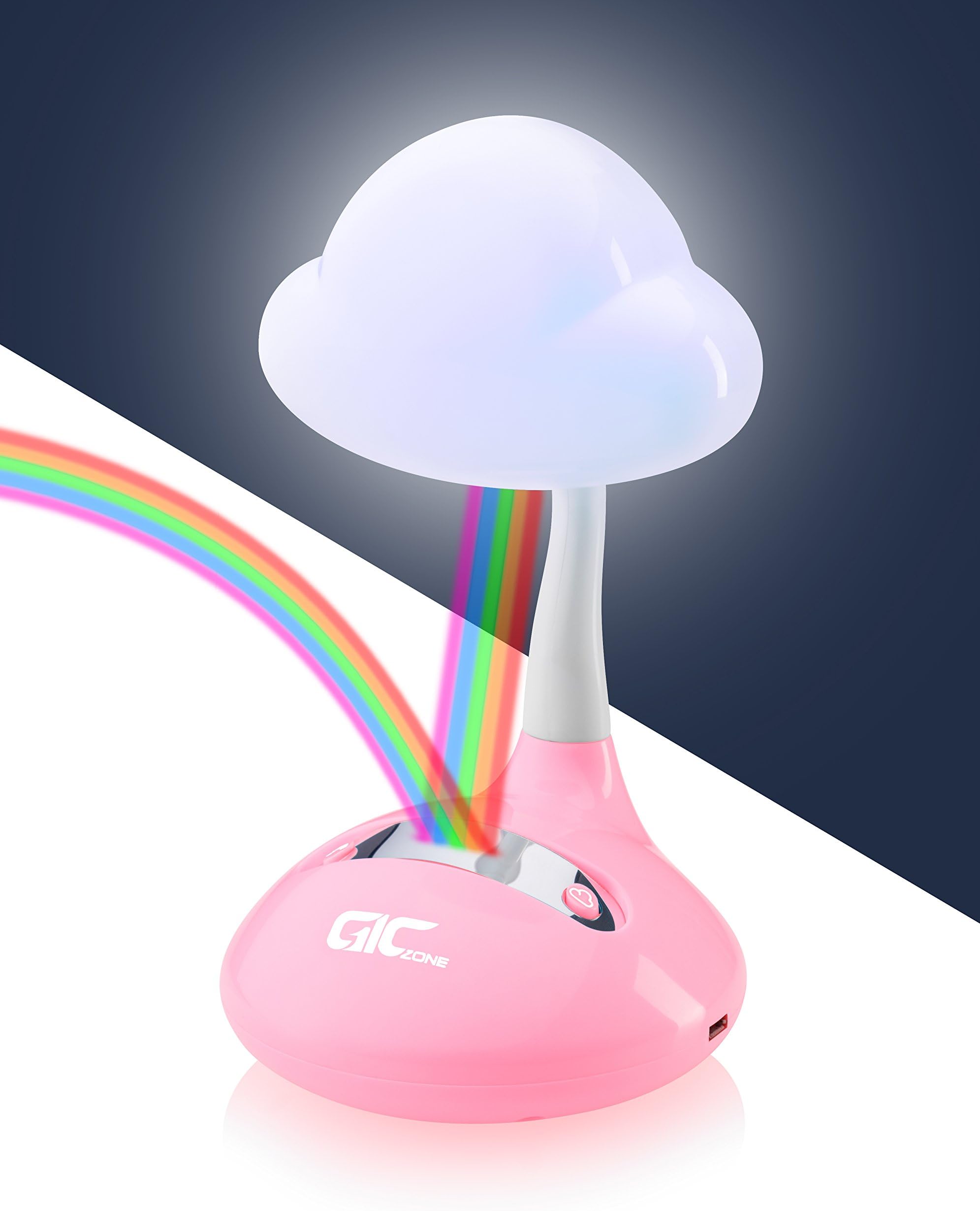 Rainbow Projector & Night Light - Multifunction Tabletop Multicolor LED Lamp for Kids Bedroom - Pink - by GicZone