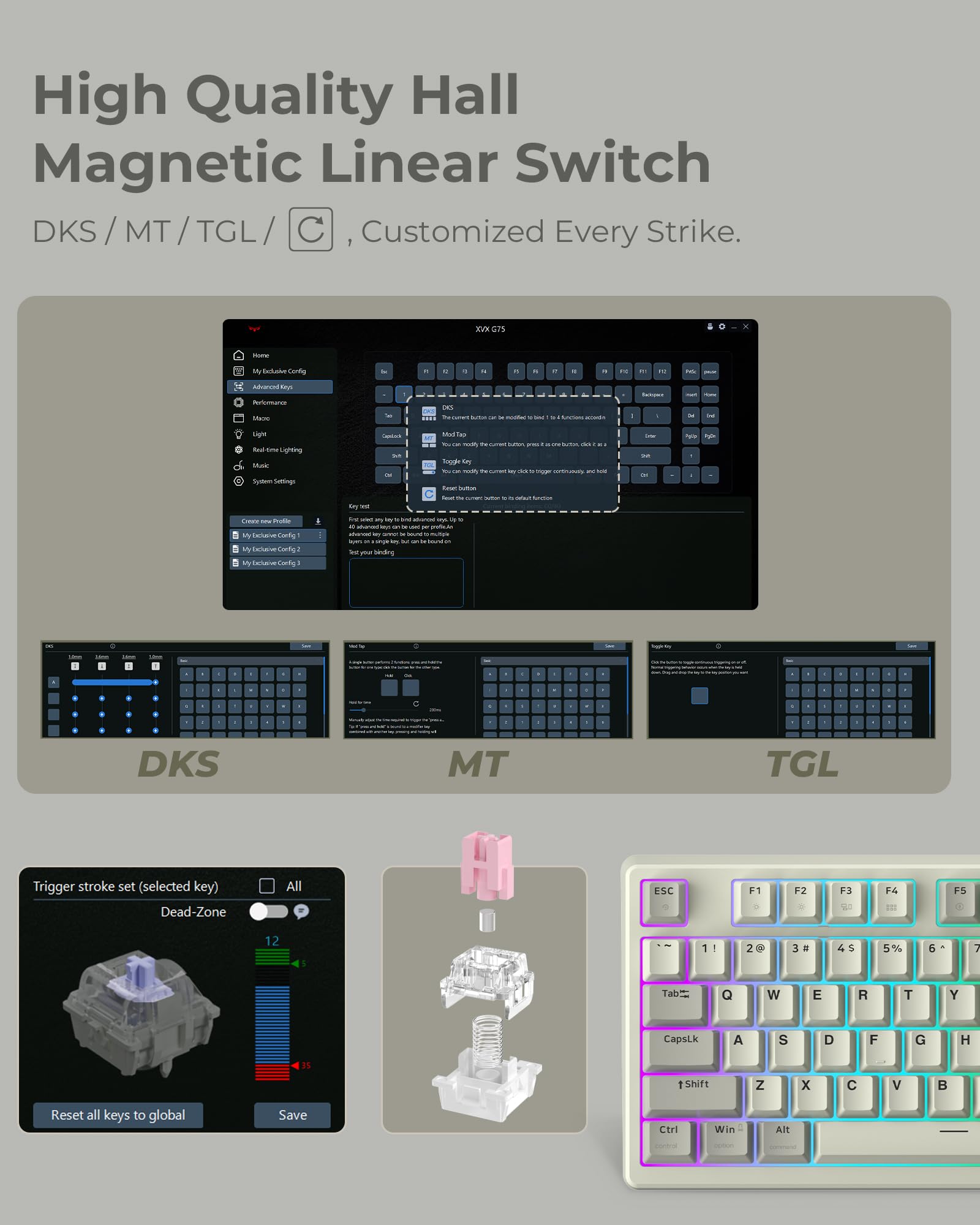 Mua Rapid Trigger Gaming Keyboard,XVX G75 Hall Effect Keyboard Magnetic ...