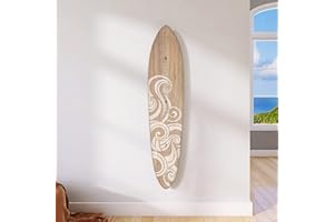 HEADWATERS STUDIO Wooden Surfboard Wall Decor Growth Chart - Surf Board Decor for Kids Room, Wooden Growth Chart for Wall, Surfboard Wall Art, Surfboards for Decoration - White Wave (9.5""x 45"")