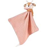 BBYP Baby Animal Plush Toys with Rattle, Baby Hand Knitted Animal Security Blankets, Soothing Toys, Gifts for Boys and Girls 12 inch