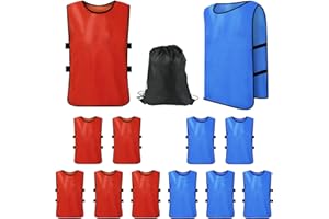 12 Pack Scrimmage Training Vests, Team Practice Pinnies with Carry Bag for Soccer Basketball Football Volleyball Hockey