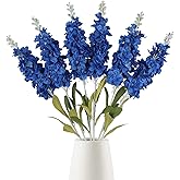 IPOPU Blue Delphinium Artificial Flowers 6PCS Royal Blue Silk Flowers 34.60" Faux Snapdragon Flowers Larkspur Fake Antirrhinum Long Stem Flowers for Tall Vase Wedding Home Decor (Royal Blue)