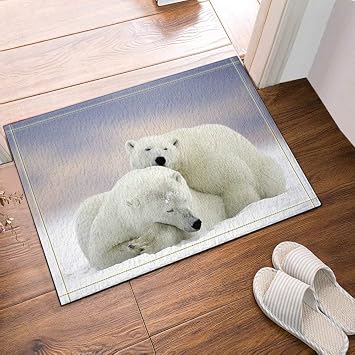 Fuhuaxi Zwei Eisbaren Im Schneefeld Bad Teppich Rutschfeste