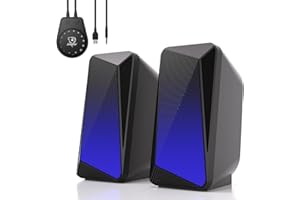SOULION C30 Bluetooth Computer Speakers, 2.0 PC Speakers for Desktop Monitor, Wired USB Powered & Pulsing & Led Flame Lights,