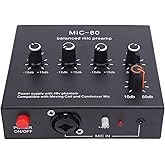 Microphone Preamp Gain Mic Booster, 48V XLR Balanced, for Dynamic and Condenser Mic, Recording Studio, Live Streaming