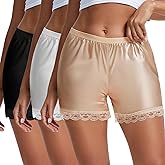 Chicingyou 3 Pack Slip Shorts for Women Under Dress Half Slip Pettipants Bloomers Shorts Lace Trim Anti Chafing Summer