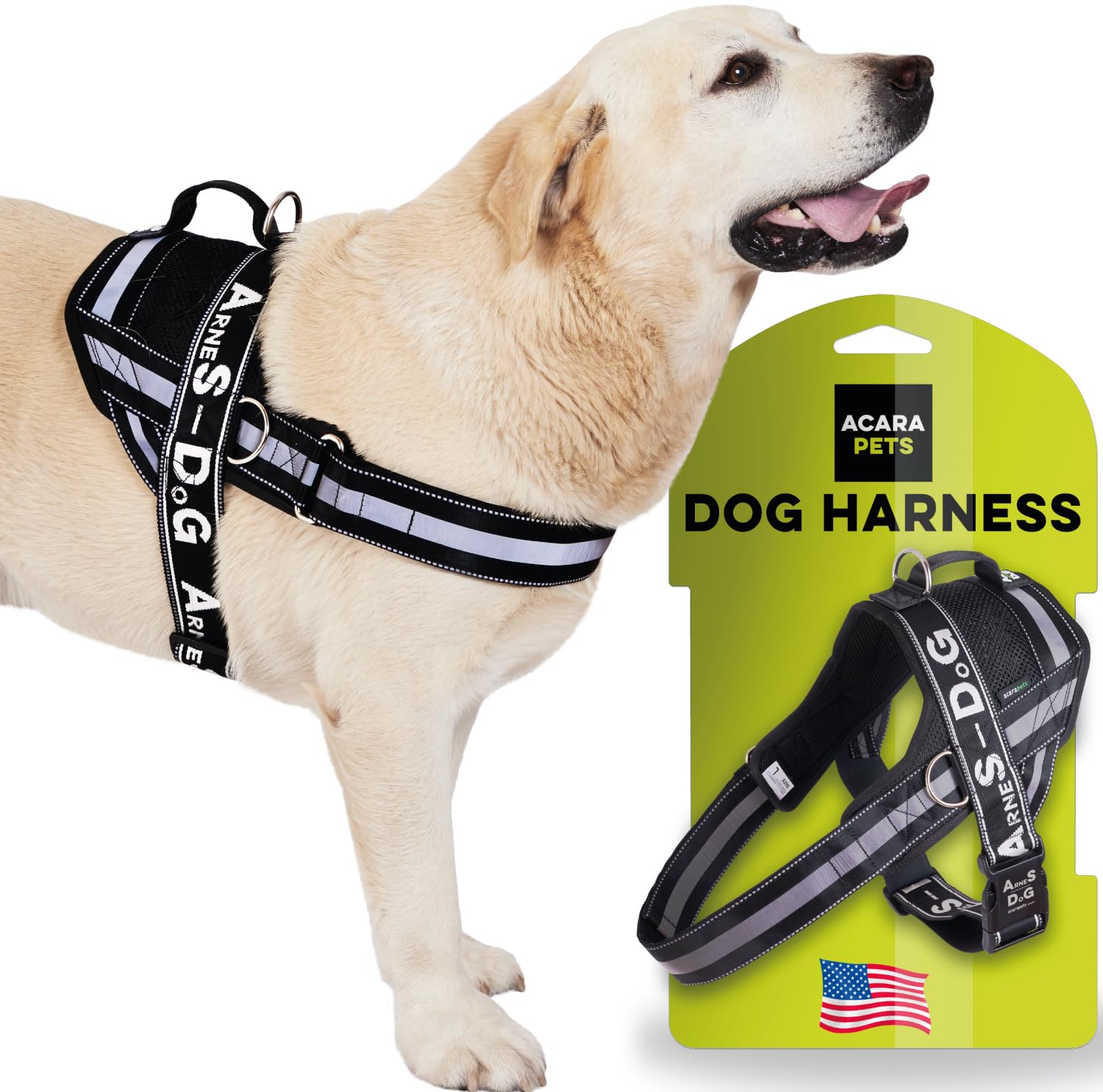 Dog harness with 3 metal ring anchors to hold your dog’s chest or thorax and not suffocate its neck. Attaches easily with a single quick release. (Black, L)