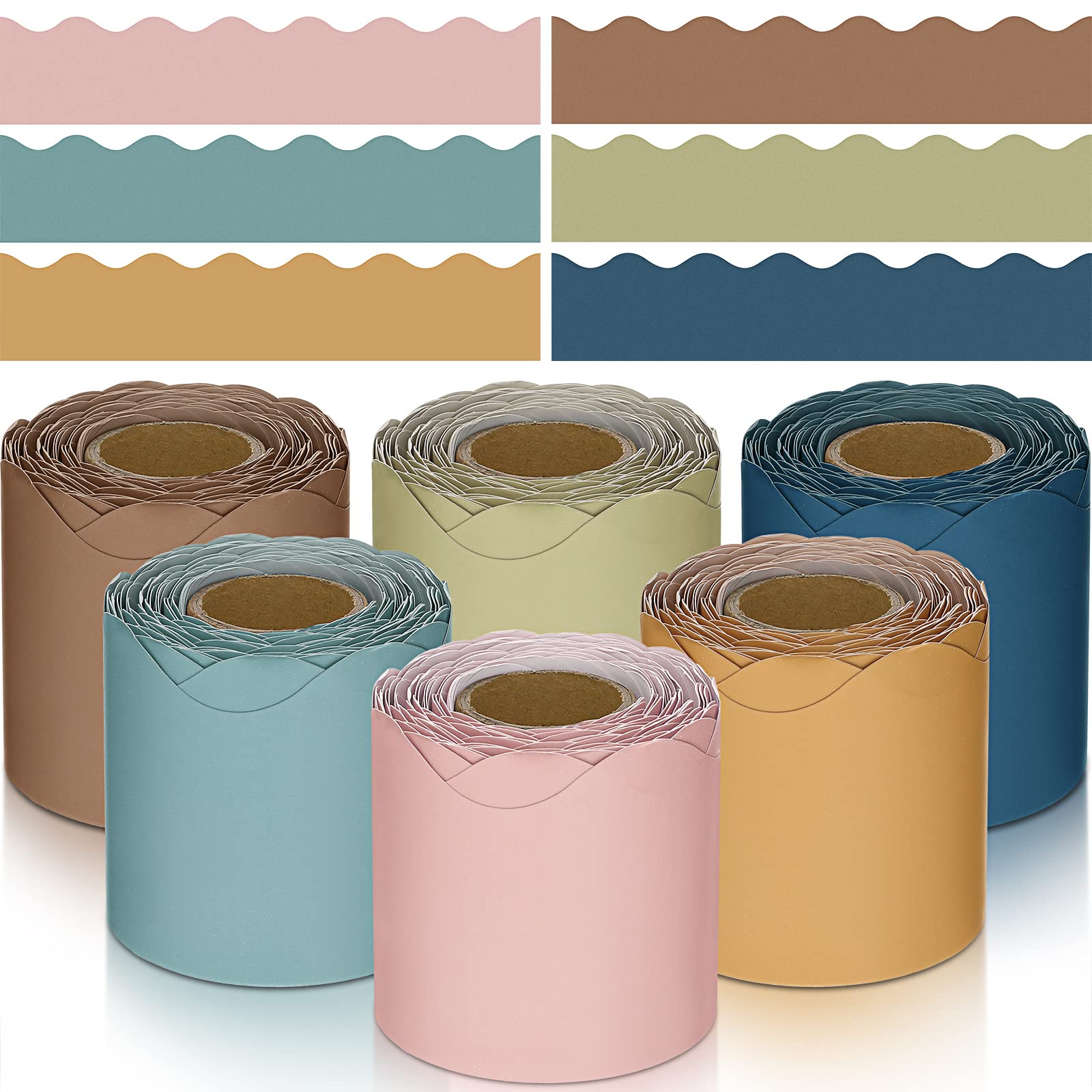 Photo 1 of TaoBary 6 Rolls 196.8 ft Colorful Classroom Bulletin Board Borders Scalloped Trim Summer Bulletin Board Decorations for School Whiteboard Cork Poster Chalkboard Wall(Advanced Grey,196.8 ft)