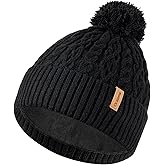 Ocatoma Winter Beanie for Men Women Soft Warm Knit Cuffed Beanie Fleece Lined Thermal Stocking Cap Outdoor Unisex