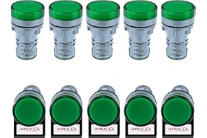 ARLETA Voltage 12V/24V/110V/120V Current 20mA Energy Saving LED Indicator Light Mounting Hole Size 22mm(7/8 Inch) Green 10Pcs
