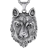Richsteel Necklaces for Men 316 Stainless Steel/18K Gold Plated/Black Wolf Pendant Viking Nordic Jewelry
