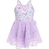 Ballet Leotards for Girl with Shiny Sequins Tulle Skirt Ballerina Dance Outfits Toddler Cross Back Ballet Dress