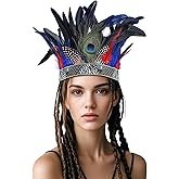 iHUFeather Peacock Feather Fascinator Decorative Feather Headpiece Crown Headdress Costume Headband for Party