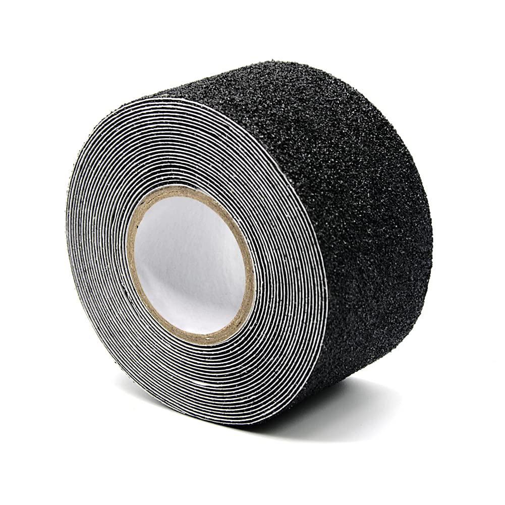 Anti Slip Tape, High Traction Strong Grip Abrasive, Non Skid Strip Safety Track Tape for Stairs Tread Steps Ramps Indoor or Outdoor, Black (50MM Width x 5M Long)