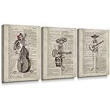 SUMGAR Canvas Wall Art Bedroom Day of The Dead Mexican Skull Decor Paintings Music Pictures Vintage Dictionary Prints Artwork