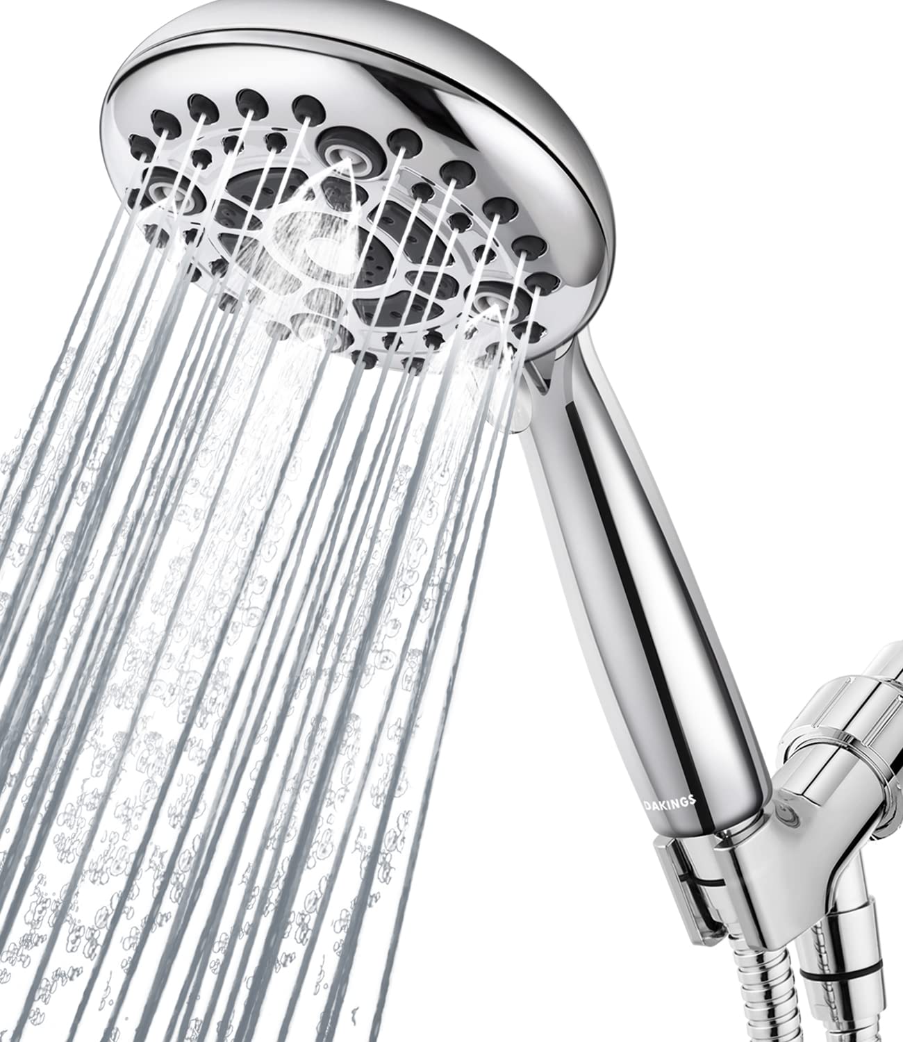 Photo 1 of DAKINGS 6 Spray Modes High Pressure Handheld Showerhead Set Upgraded 5 Inches Shower Head with Handheld Spray Premium Chrome Handheld Shower Head 60 Inches Stainless Steel Hose-1-Min Install