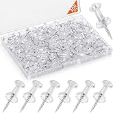 DEEINN 150 Count Clear Push Pins - Flat Head Thumb Tacks With Steel Points