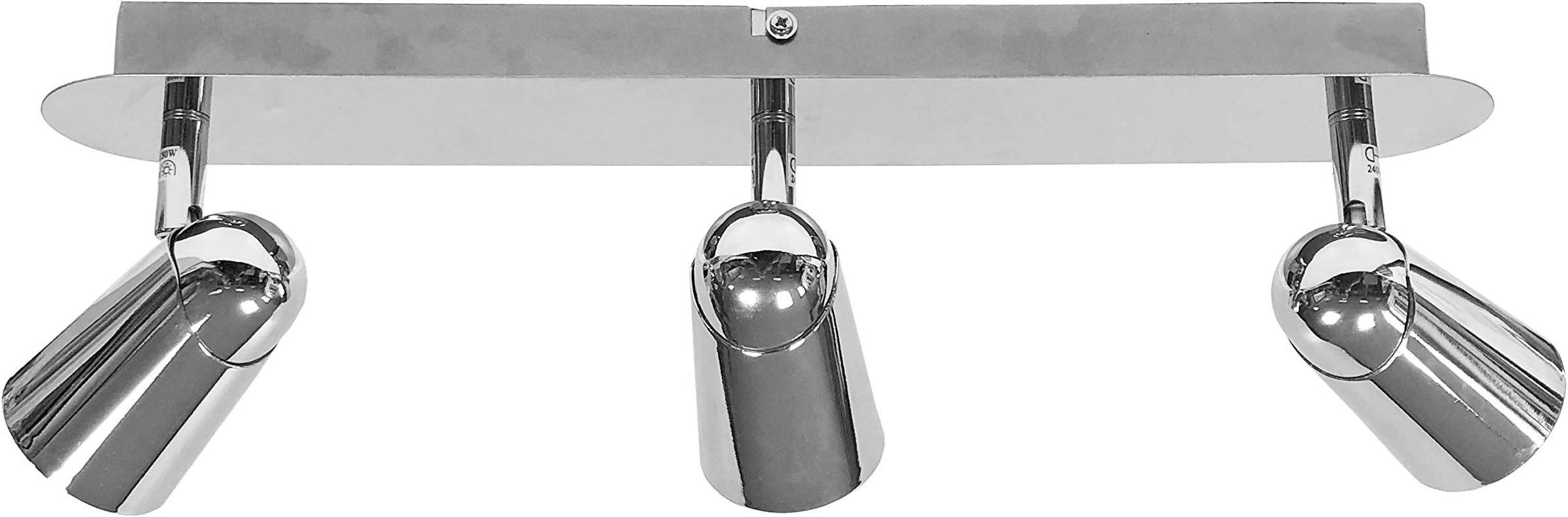 Chrome 3 Way Adjustable Head Spotlight Bar Light Fittng - Takes GU10 Bulbs - LED Compatible