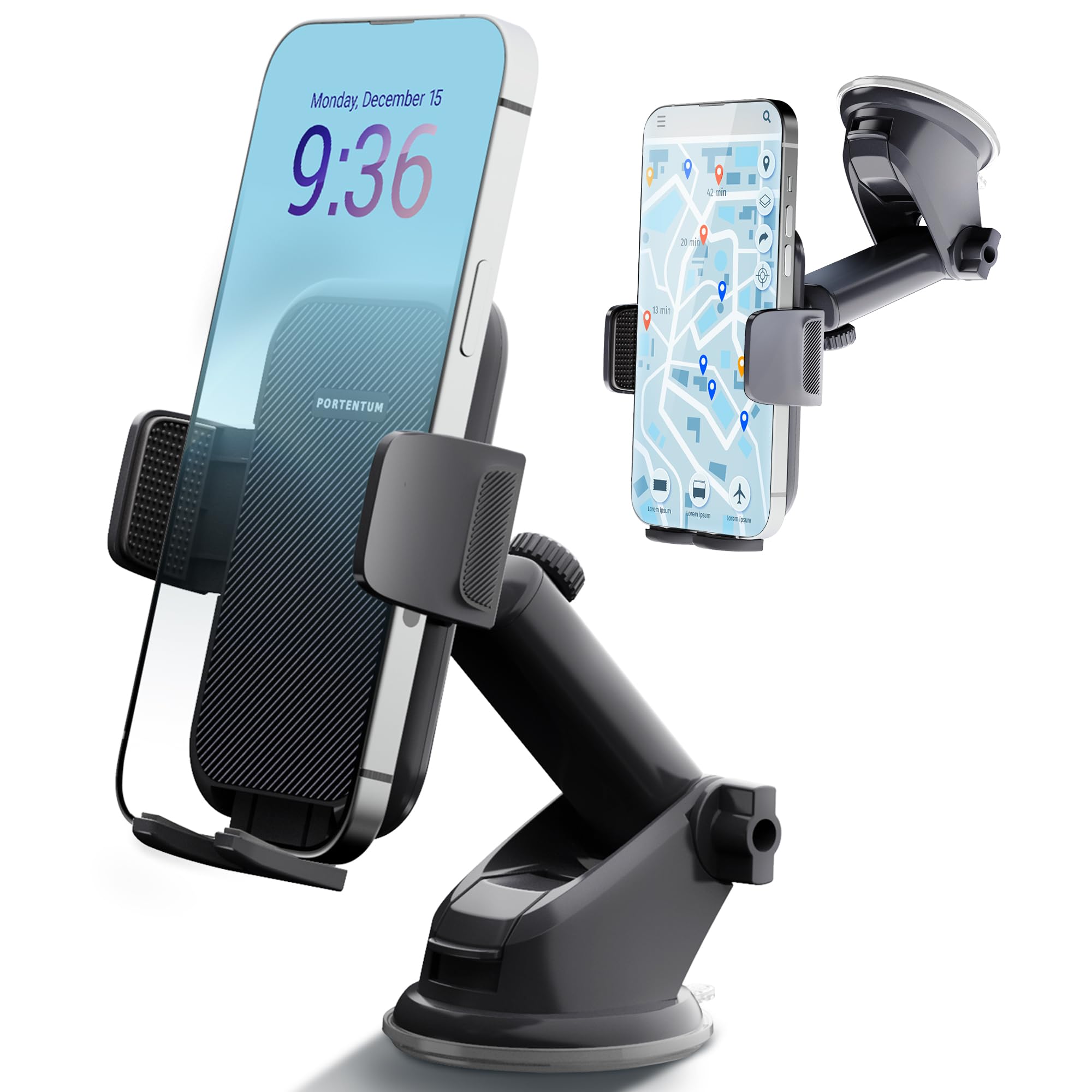PORTENTUM Mobile Phone Holder Car, 360° Rotatable, Compatible with Any Mobile Phone from 4 to 7 Inches