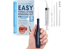 DR. FREDERICK'S ORIGINAL Dr. Frederick’s Original Easy Tonsil Stone Remover Kit - Fast Painless Tonsillolith Removal Tool - Fight Bad Breath - Pick and Oral Irrigator - 8 Pieces