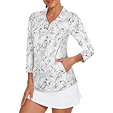 Viracy 3/4 Sleeve Womens Golf Shirts Quick Dry Quarter Zip Workout Tennis Polo Tops with Pocket